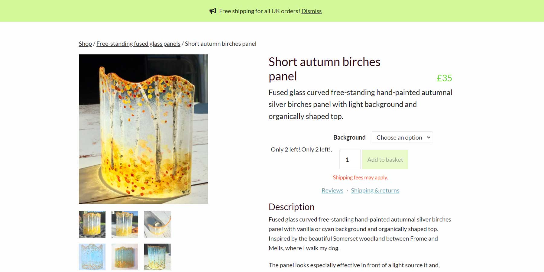 E-Commerce website for Glass by Wendy selling stunning unique glassware