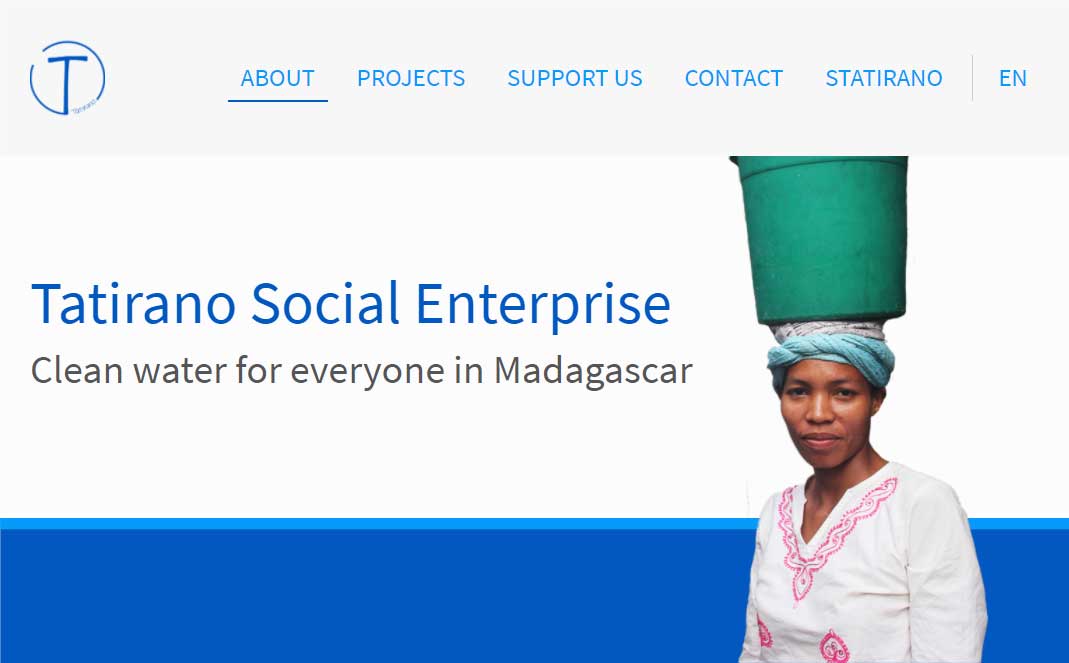 Home page of Tatirano Social Enterprise, a small socially-responsible business in Madagascar