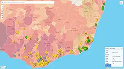 GIS map displaying various data layers for internal decision making