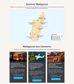 Tour itineraries displayed on a custom interactive map